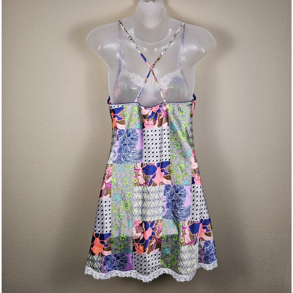 Victoria's Secret Bali Patchwork Nightie Slip Dress Lace Satin Festival Size M - Picture 3 of 16